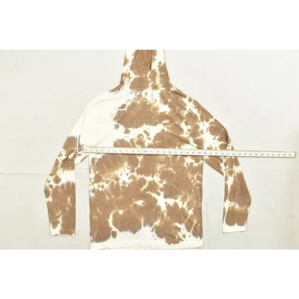 Levi's Men's Pullover Hoodie Brown Cream Long Sleeve Size S Cotton Blend NEW
